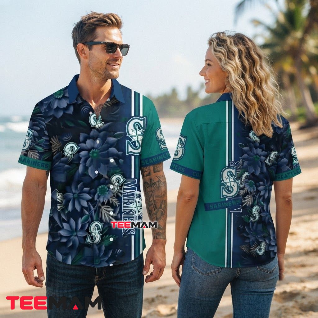 Seattle Mariners Hawaiian Shirt Sunflower Back Seattle Mariners Hawaiian Shirt Sunflower Back