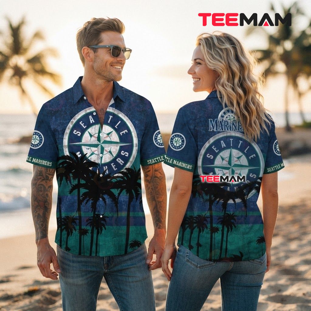 Seattle Mariners Hawaiian Shirt Sunset Silhouette Back Seattle Mariners Hawaiian Shirt Sunset Silhouette Back
