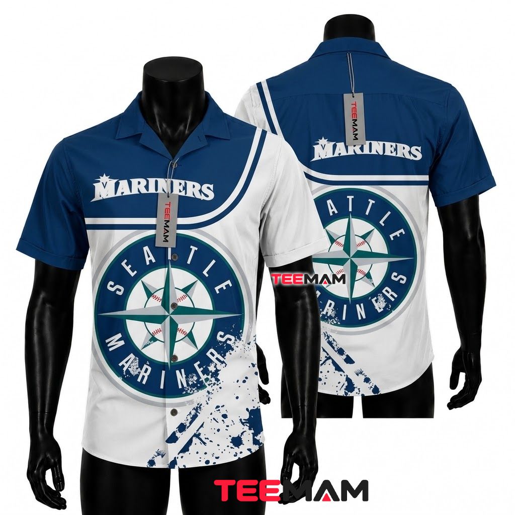 Seattle Mariners Hawaiian Shirt Two Tone Splatter Front