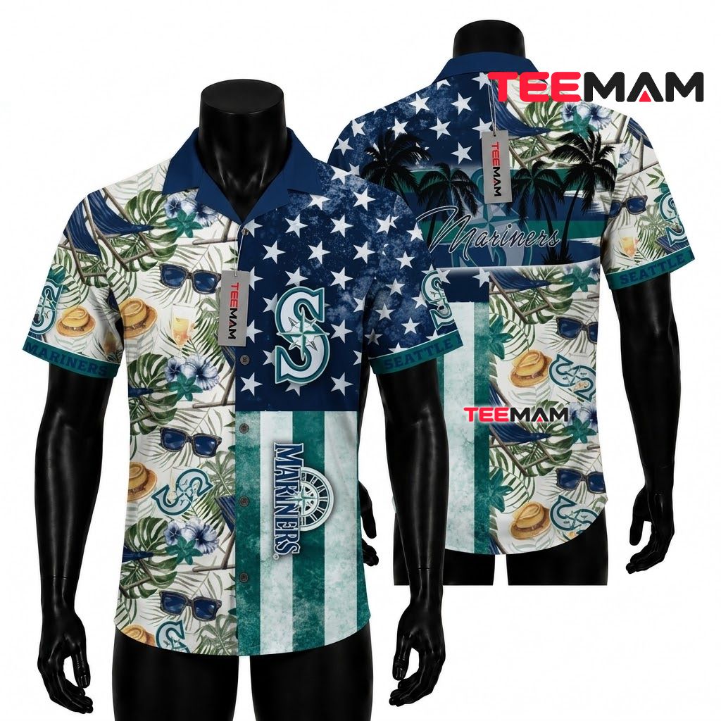 Seattle Mariners Tropical Shirt Patriotic Tropical Front