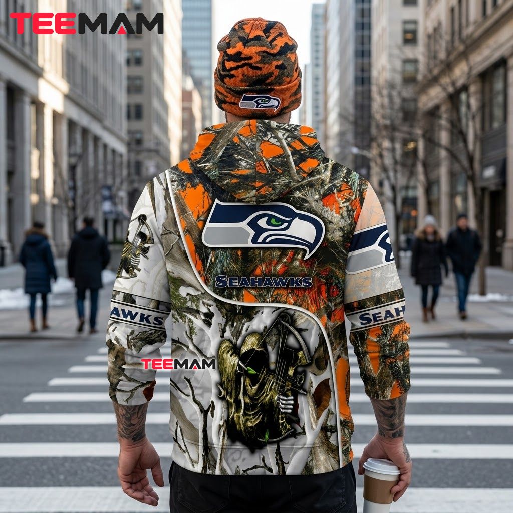 Seattle Seahawks 3D Hoodie Bow Hunting Skull Camo Version 3 Seattle Seahawks 3D Hoodie Bow Hunting Skull Camo Version 3