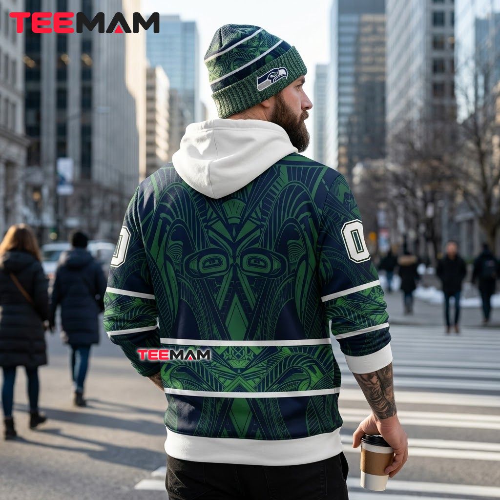 Seattle Seahawks 3D Hoodie Polynesian Tribal Pattern Version 3 Seattle Seahawks 3D Hoodie Polynesian Tribal Pattern Version 3