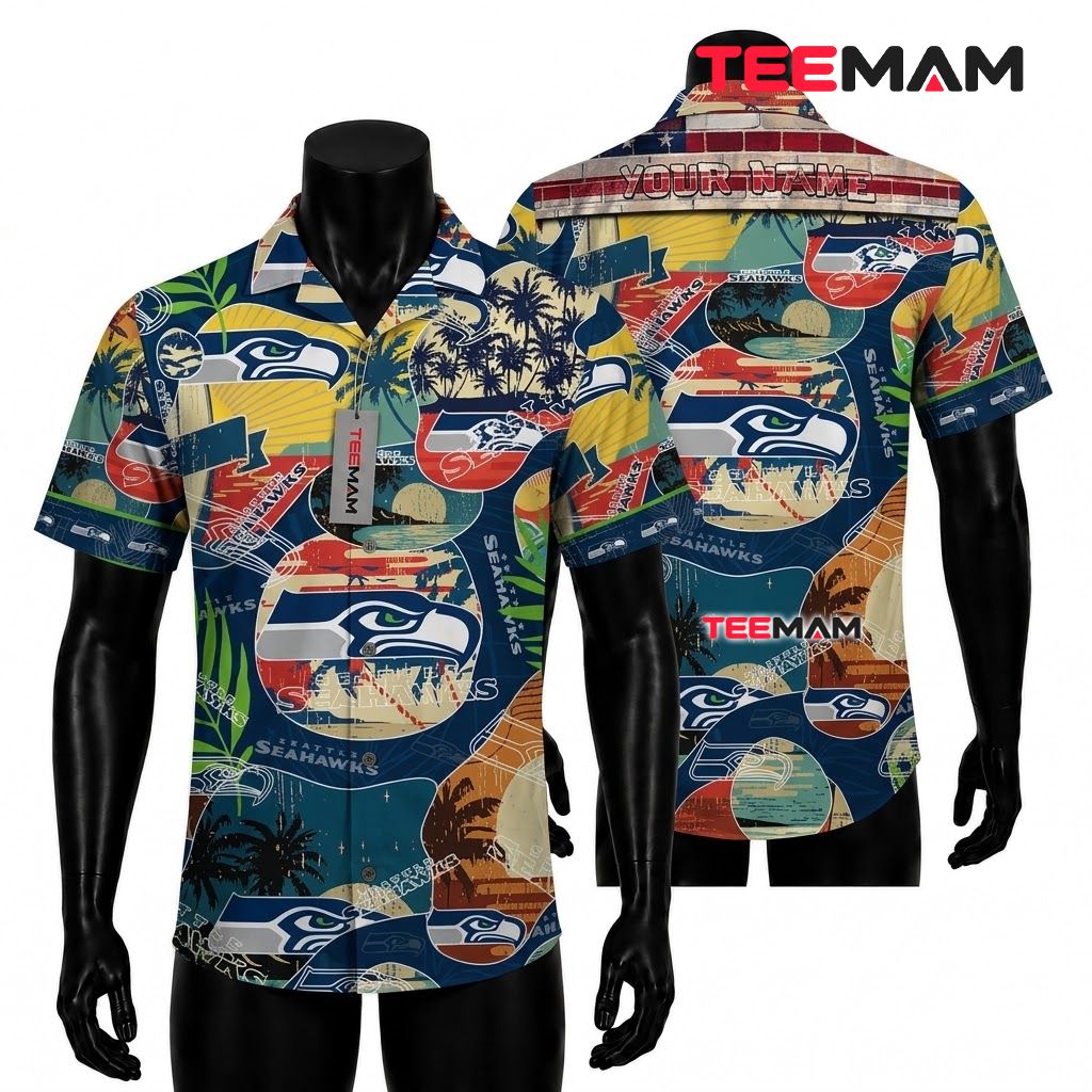 Seattle Seahawks Button Up Shirt Beach Scenery Seattle Seahawks Button Up Shirt Beach Scenery