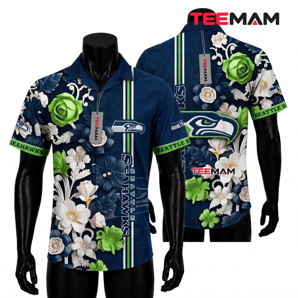 Seattle Seahawks Aloha Shirt Rose Garden Front