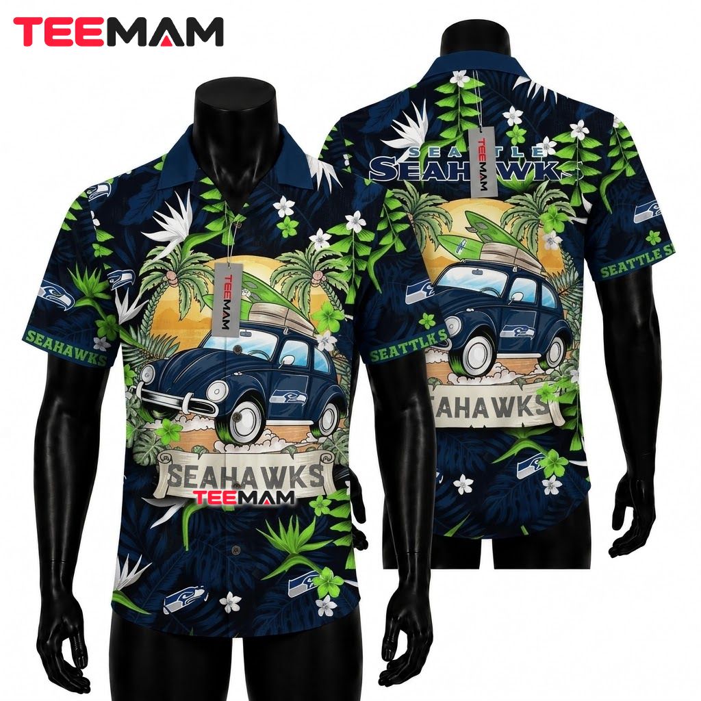 Seattle Seahawks Button Up Shirt Beach Scenery Seattle Seahawks Button Up Shirt Beach Scenery
