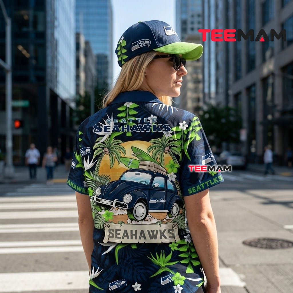 Seattle Seahawks Aloha Shirt Surf Car Version 3 Seattle Seahawks Aloha Shirt Surf Car Version 3