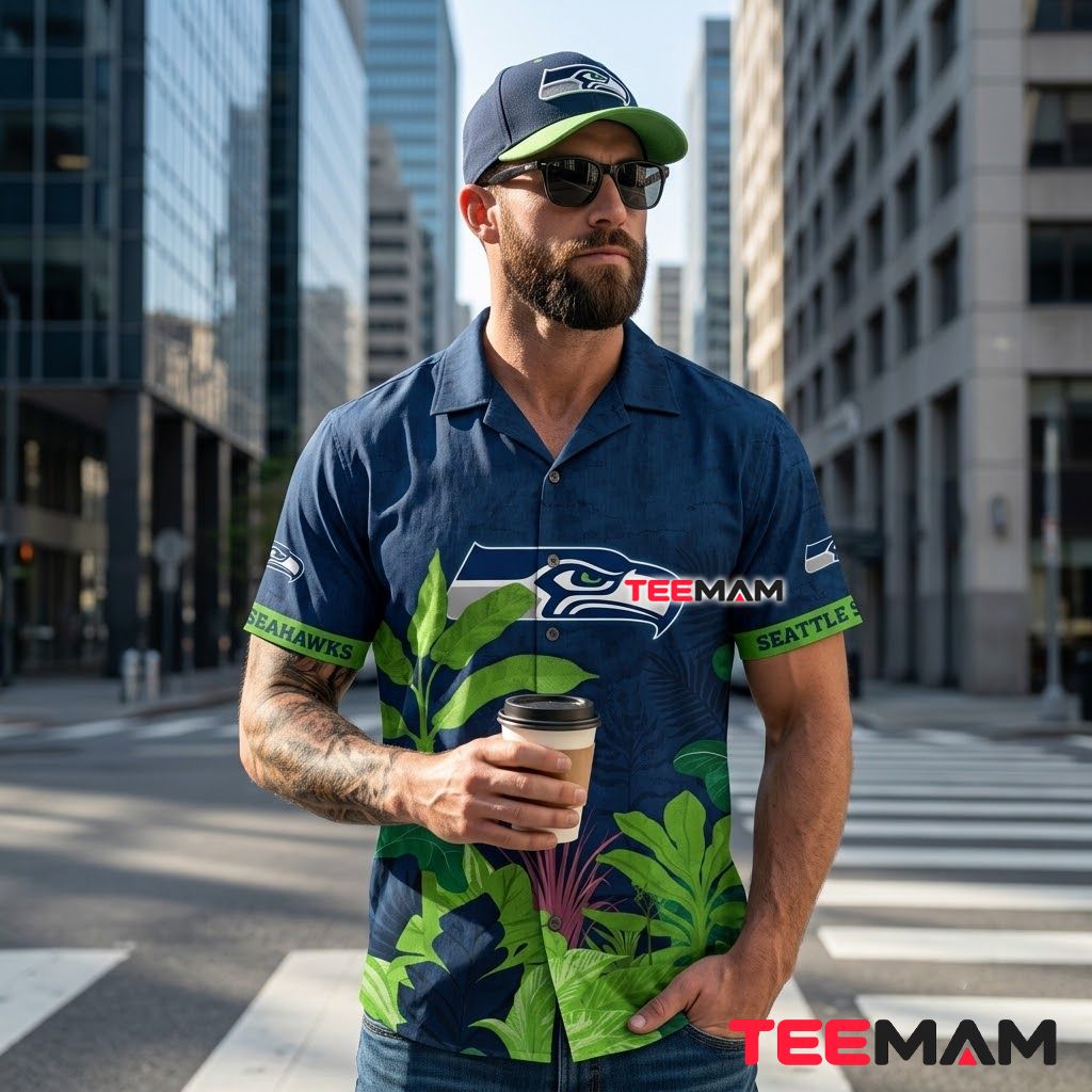 Seattle Seahawks Aloha Shirt Tropical Foliage Back Seattle Seahawks Aloha Shirt Tropical Foliage Back
