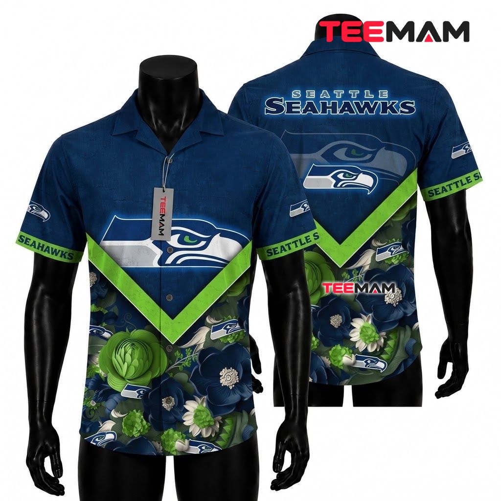 Seattle Seahawks Button Up Shirt Bouquet Chevron Front
