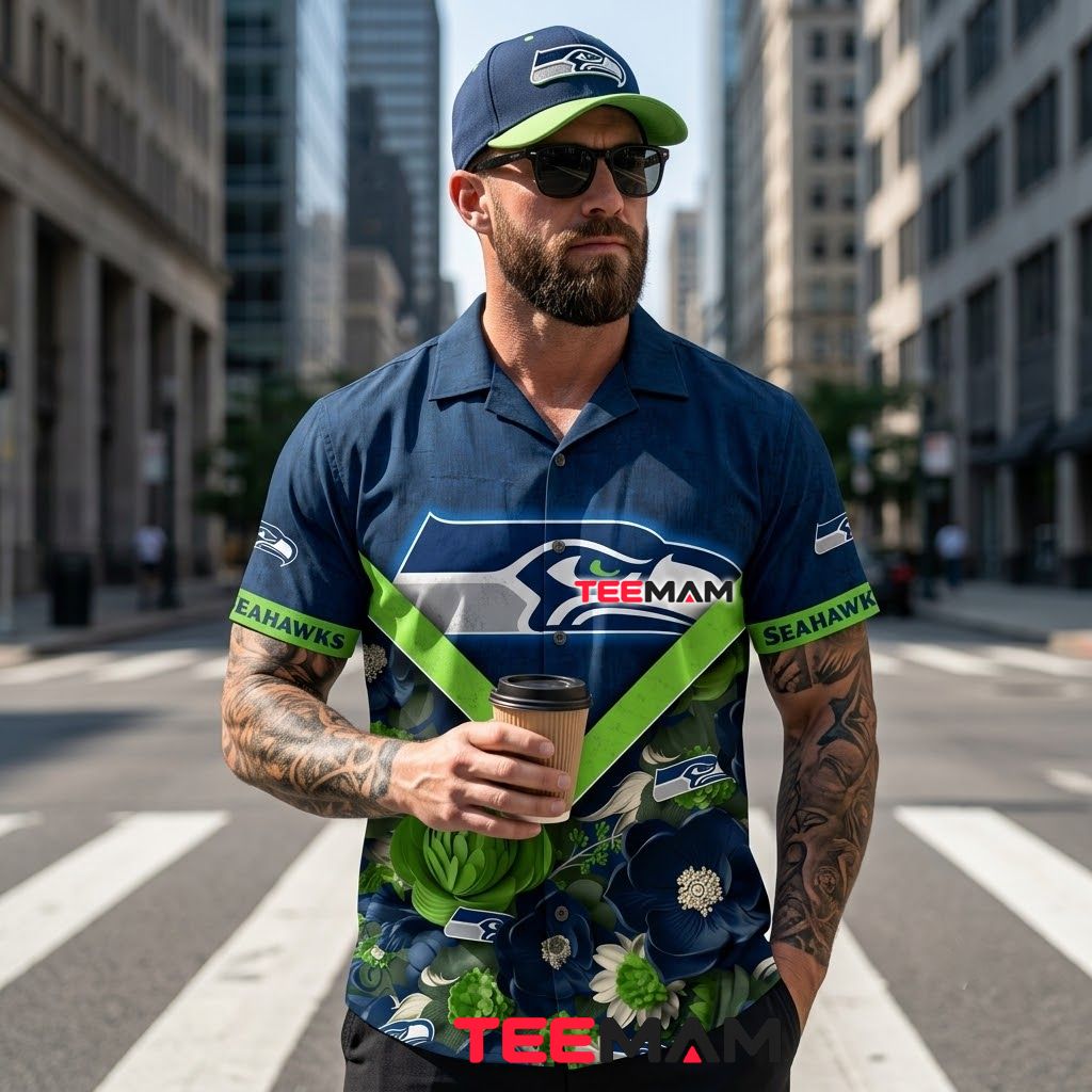 Seattle Seahawks Button Up Shirt Bouquet Chevron Back Seattle Seahawks Button Up Shirt Bouquet Chevron Back