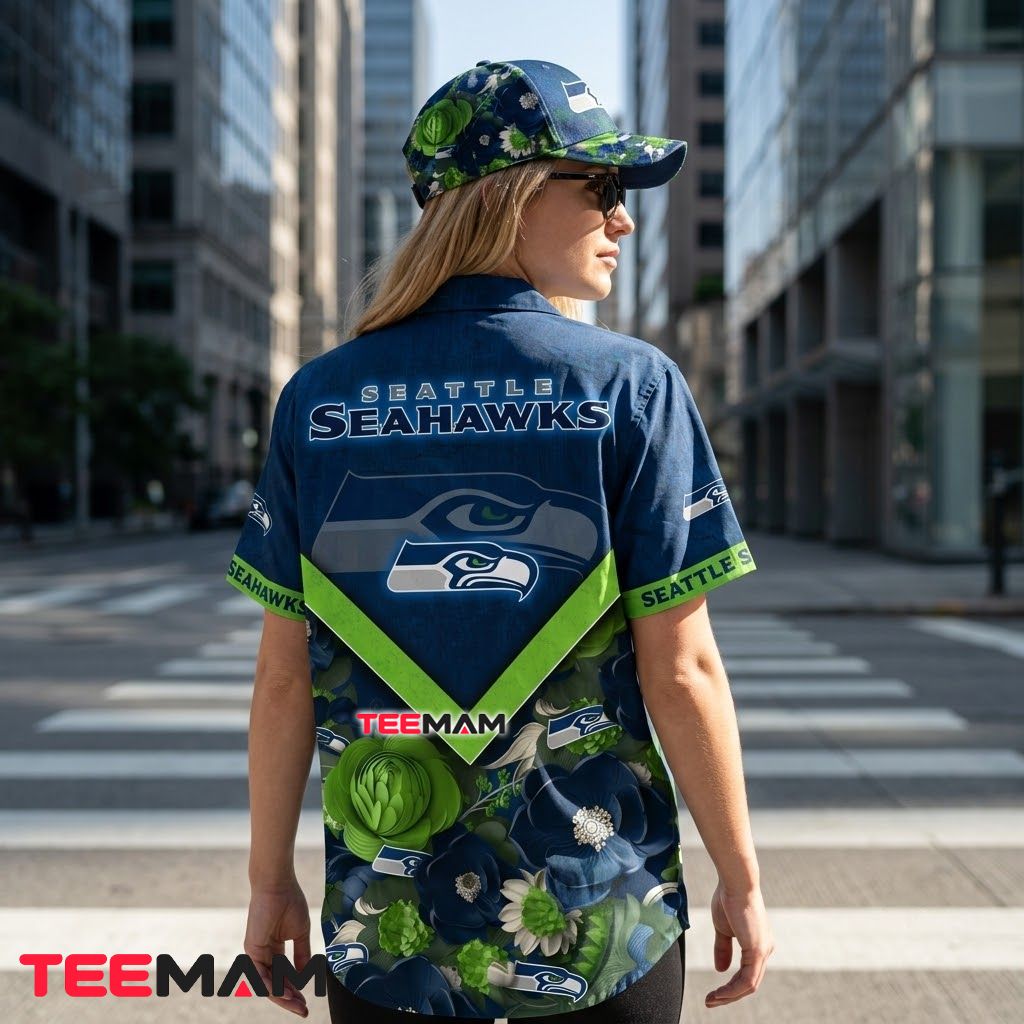 Seattle Seahawks Button Up Shirt Bouquet Chevron Version 3 Seattle Seahawks Button Up Shirt Bouquet Chevron Version 3