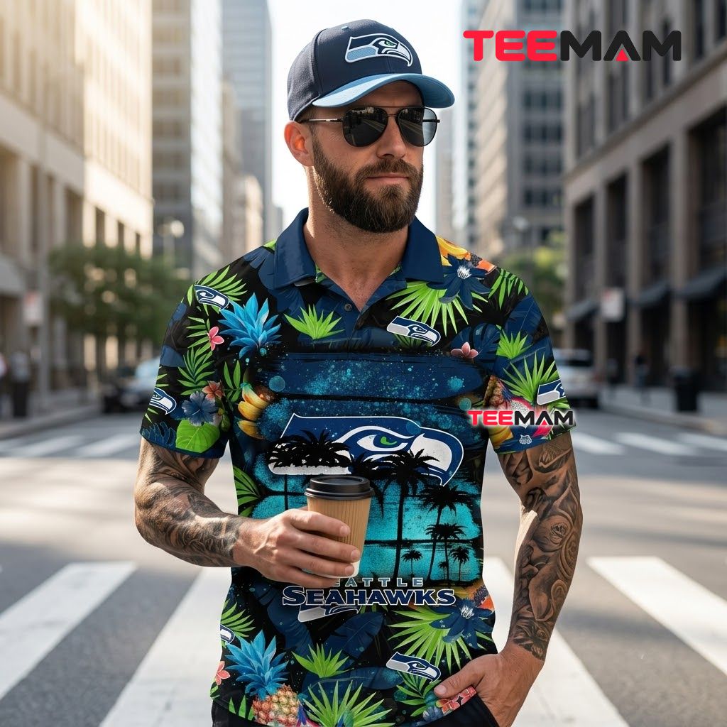 Seattle Seahawks Button Up Shirt Summer Fruit Beach Back Seattle Seahawks Button Up Shirt Summer Fruit Beach Back