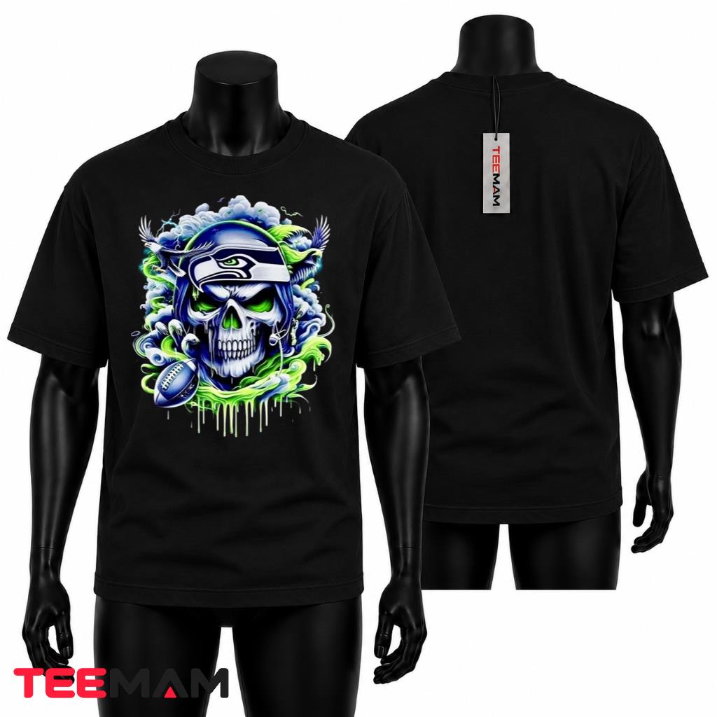 Seattle Seahawks Halloween T-Shirt Skull Storm Eagle