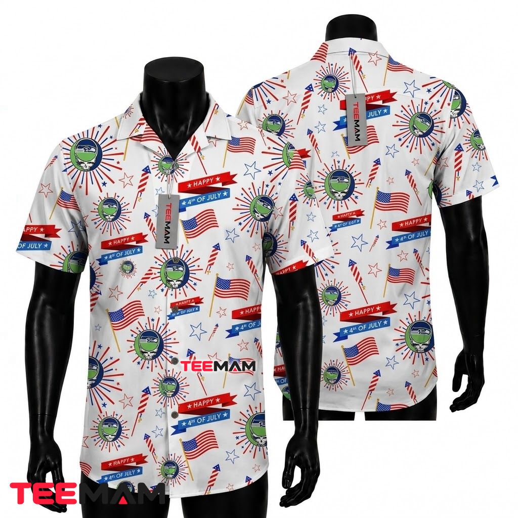 Seattle Seahawks Hawaiian Shirt 4th Of July Front