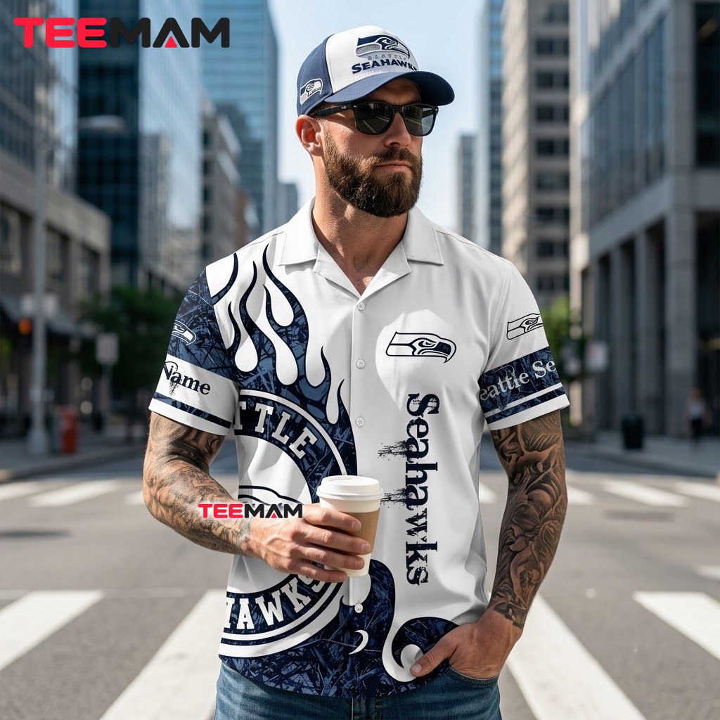 Seattle Seahawks Hawaiian Shirt Flame Grunge Back Seattle Seahawks Hawaiian Shirt Flame Grunge Back