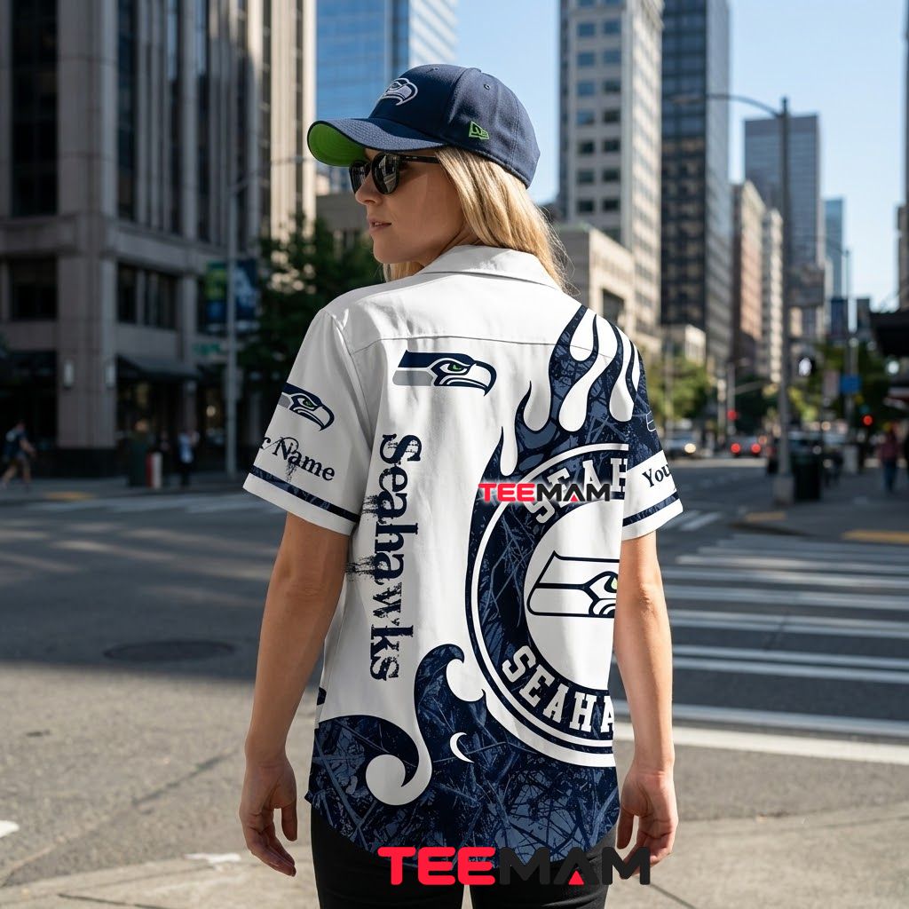 Seattle Seahawks Hawaiian Shirt Flame Grunge Version 3 Seattle Seahawks Hawaiian Shirt Flame Grunge Version 3