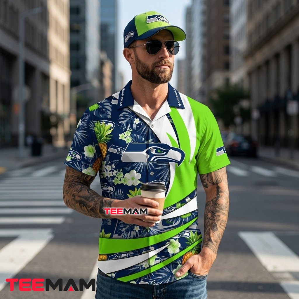 Seattle Seahawks Hawaiian Shirt Pineapple Swirl Back Seattle Seahawks Hawaiian Shirt Pineapple Swirl Back