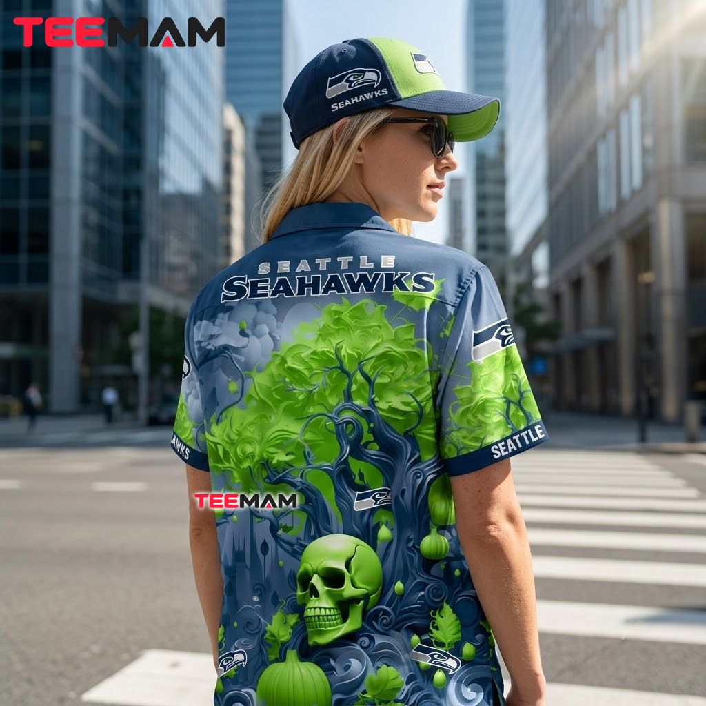 Seattle Seahawks Hawaiian Shirt Skull Horror Version 3 Seattle Seahawks Hawaiian Shirt Skull Horror Version 3