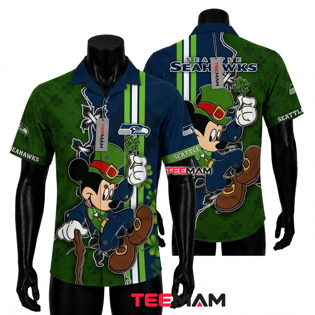 Seattle Seahawks Hawaiian Shirt St. Patrick Day Front