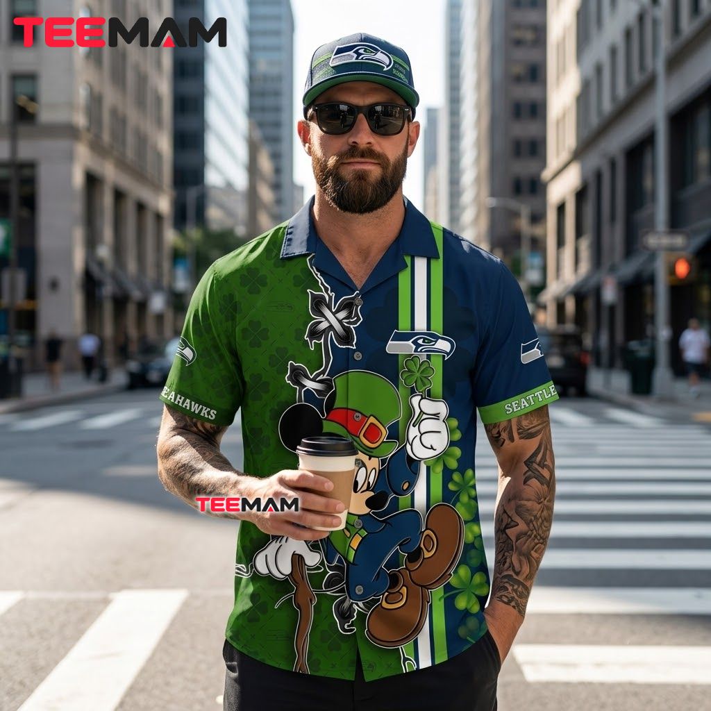 Seattle Seahawks Hawaiian Shirt St. Patrick Day Back Seattle Seahawks Hawaiian Shirt St. Patrick Day Back