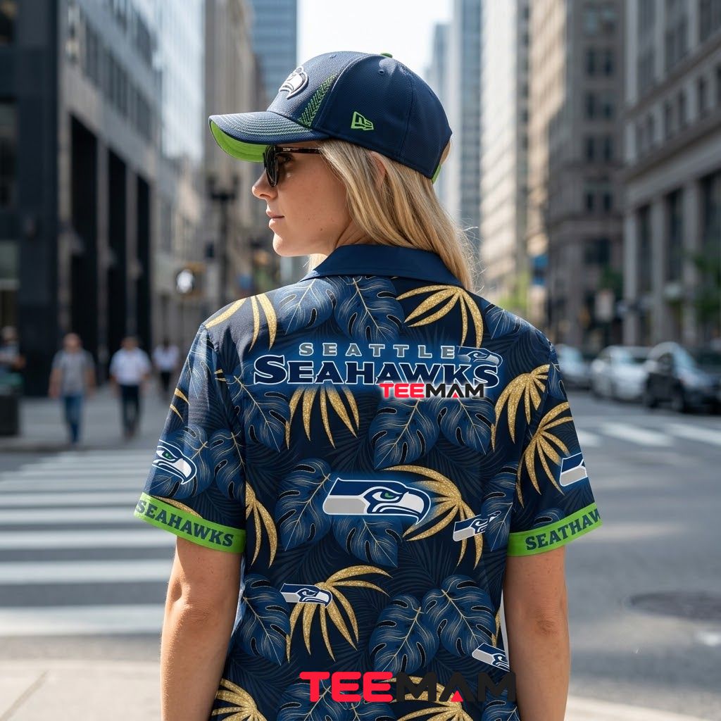 Seattle Seahawks Tropical Shirt Golden Monstera Version 3 Seattle Seahawks Tropical Shirt Golden Monstera Version 3