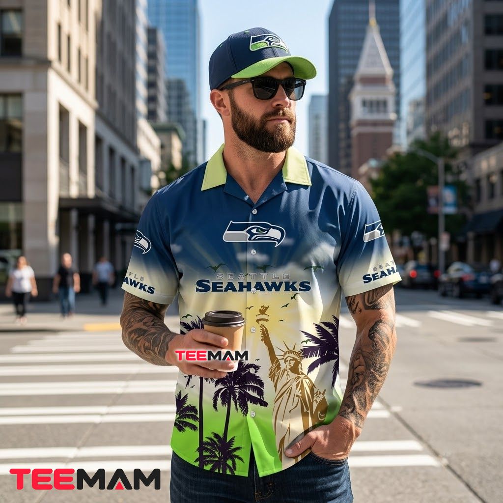 Seattle Seahawks Tropical Shirt Liberty Palm Back Seattle Seahawks Tropical Shirt Liberty Palm Back