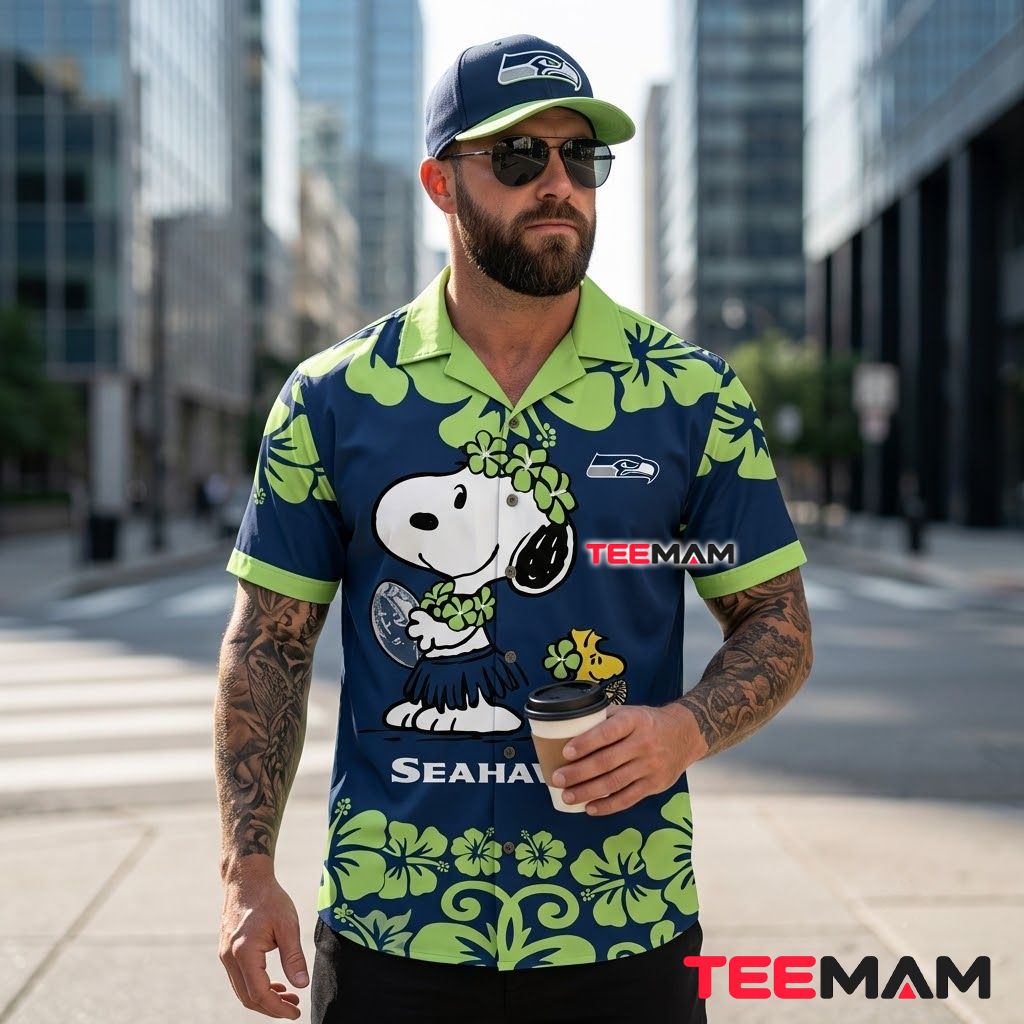 Seattle Seahawks Tropical Shirt Peanuts Snoopy Back Seattle Seahawks Tropical Shirt Peanuts Snoopy Back