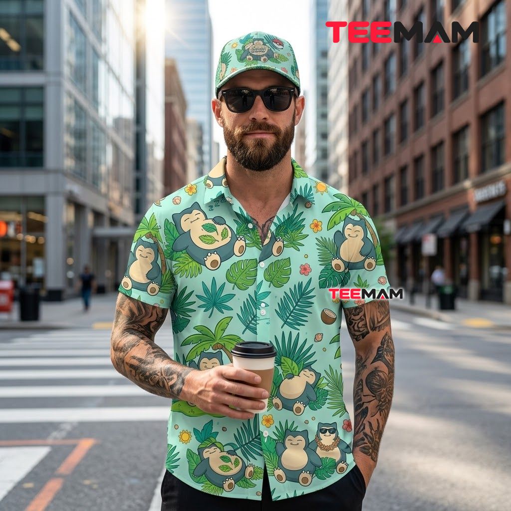 Snorlax Pokemon Hawaiian Shirt Tropical Palm Set Back Snorlax Pokemon Hawaiian Shirt Tropical Palm Set Back