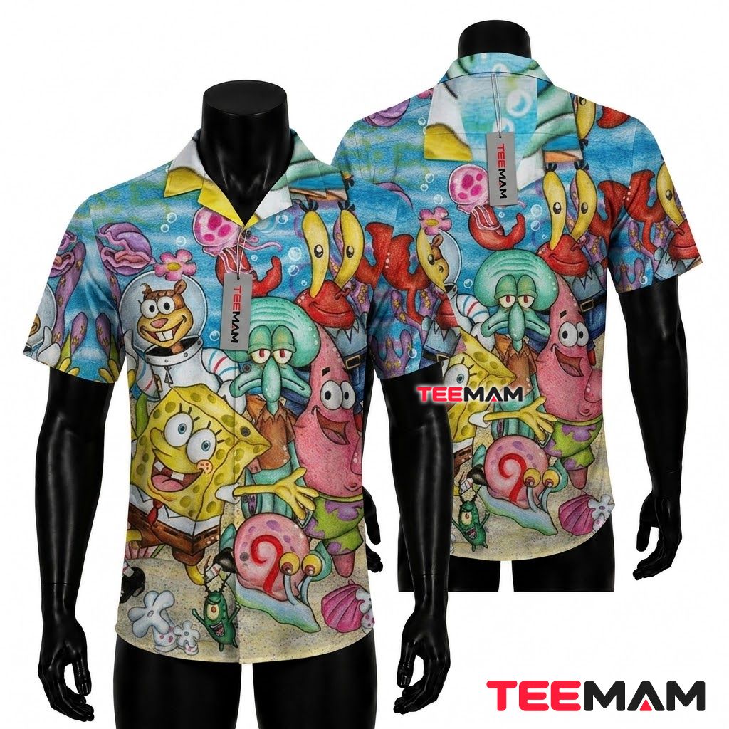 Spongebob Hawaiian Shirt Bikini Bottom Character Beach Front