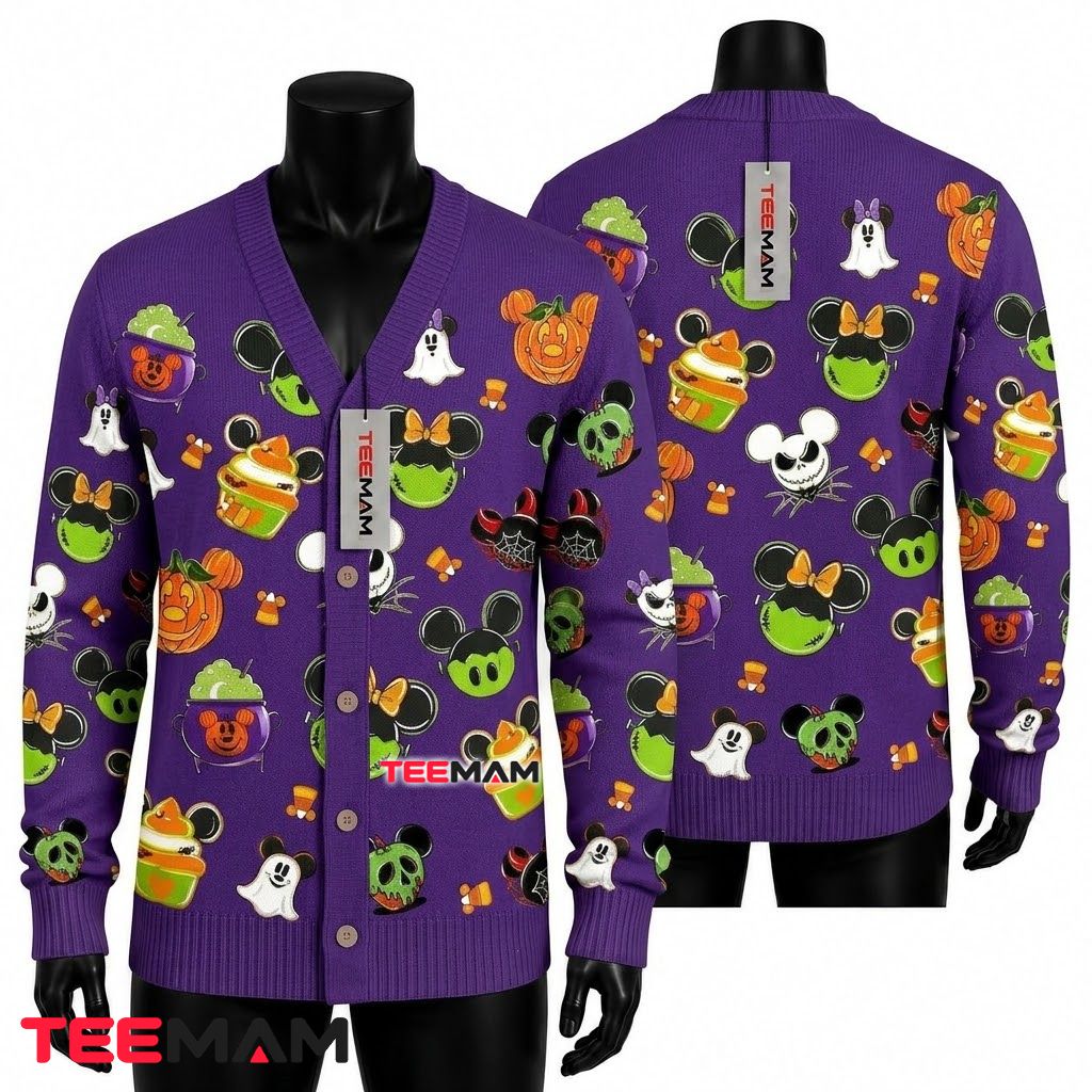Spooky Halloween Cardigan Patchwork Ghost Vampire Bat