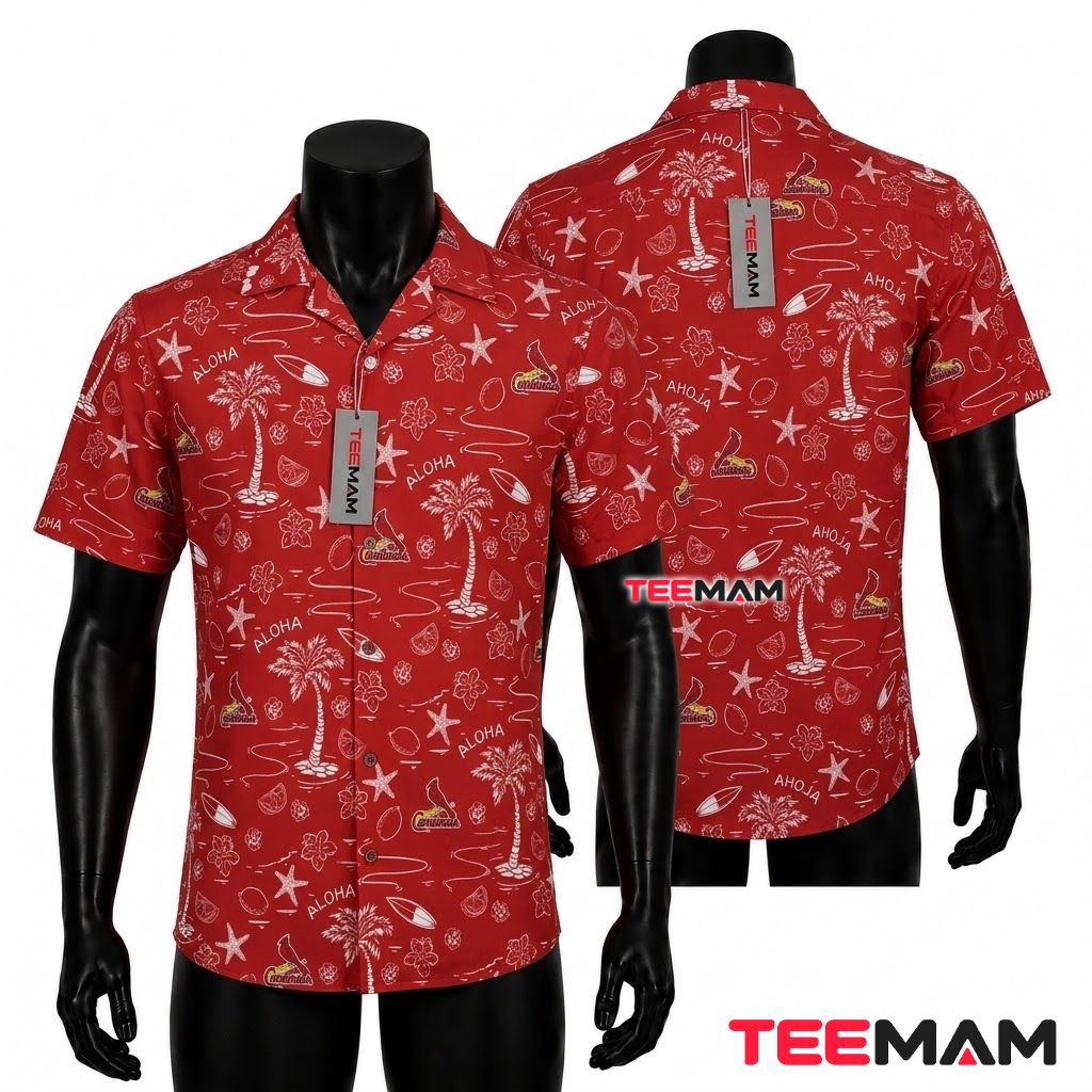 St Louis Cardinals Aloha Shirt Floral Polynesian