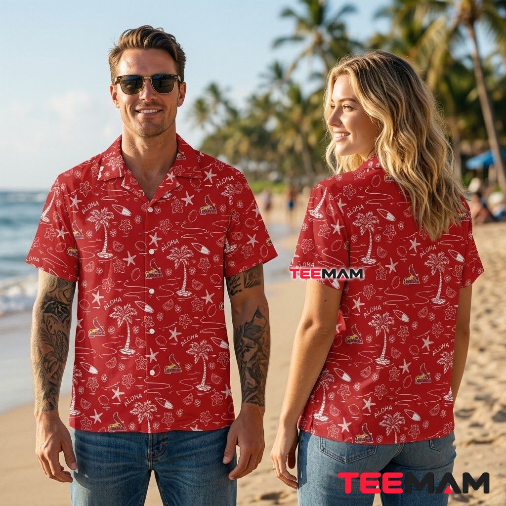 St Louis Cardinals Aloha Shirt Palm Tree Back St Louis Cardinals Aloha Shirt Palm Tree Back