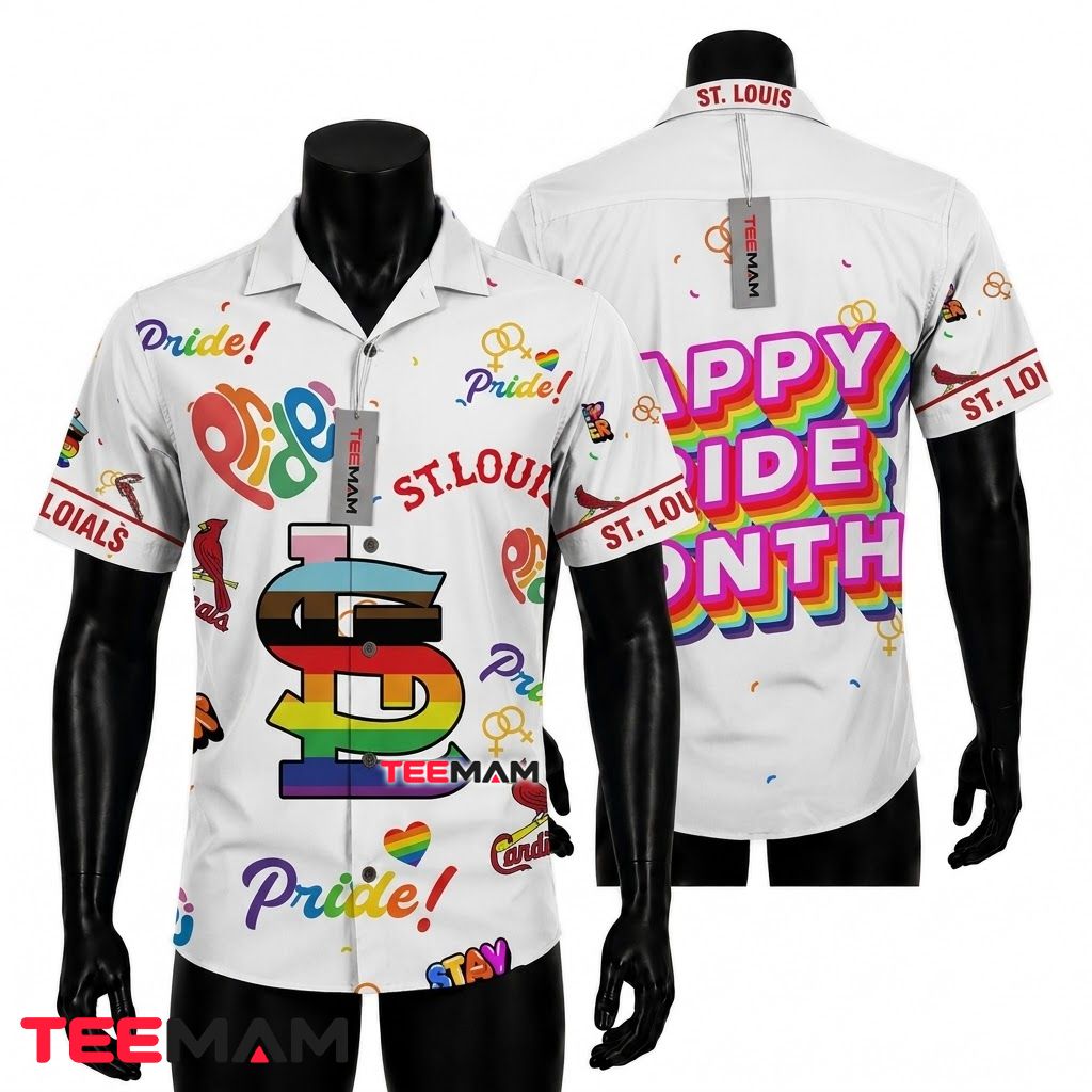 St Louis Cardinals Aloha Shirt Pride Rainbow Front