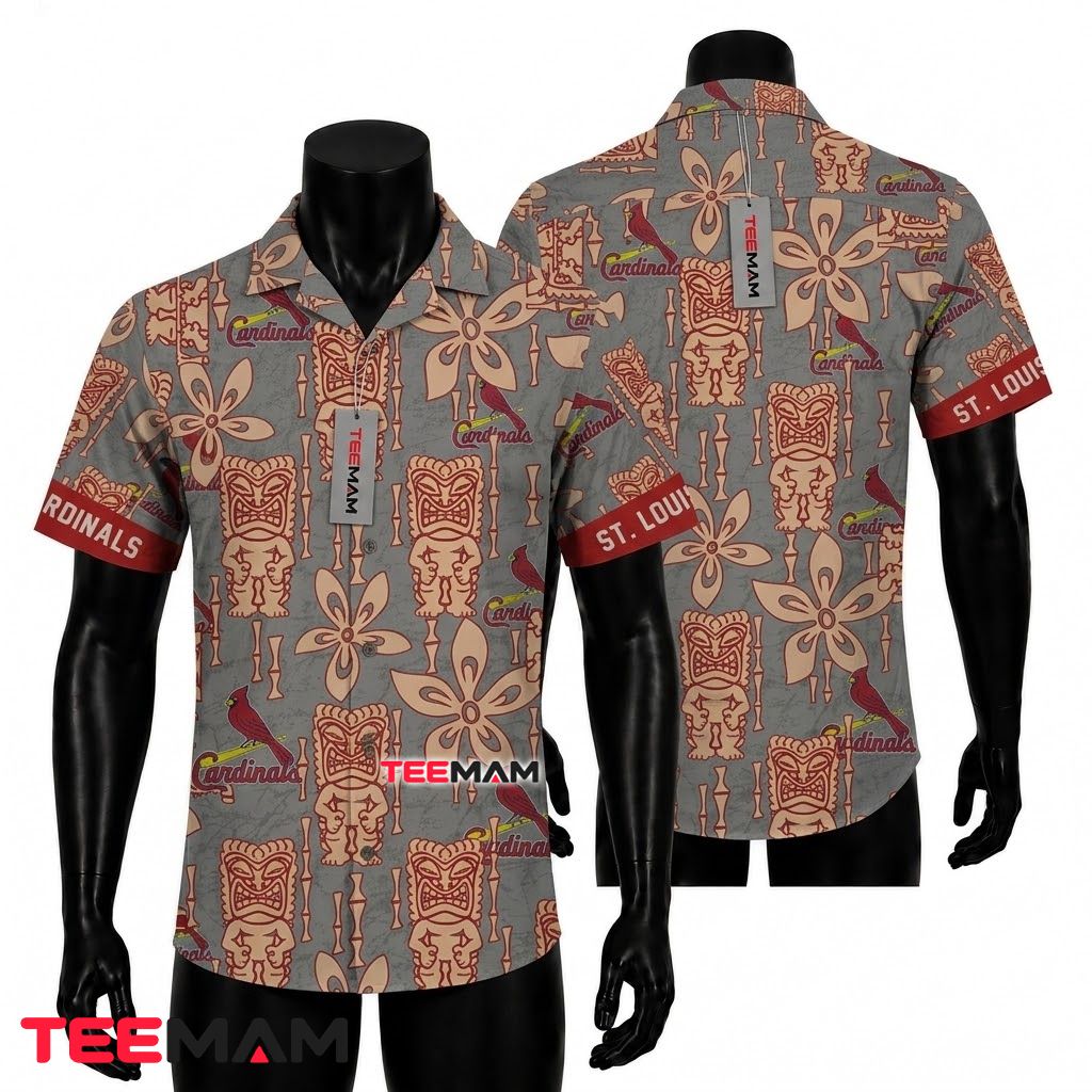 St Louis Cardinals Aloha Shirt Tiki Mask Front