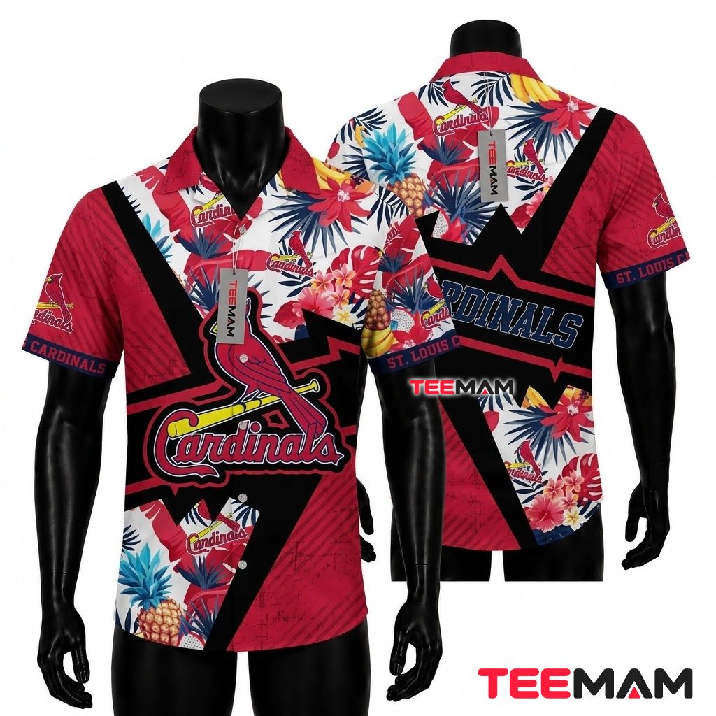 St Louis Cardinals Hawaiian Shirt Bold Colorblock Front