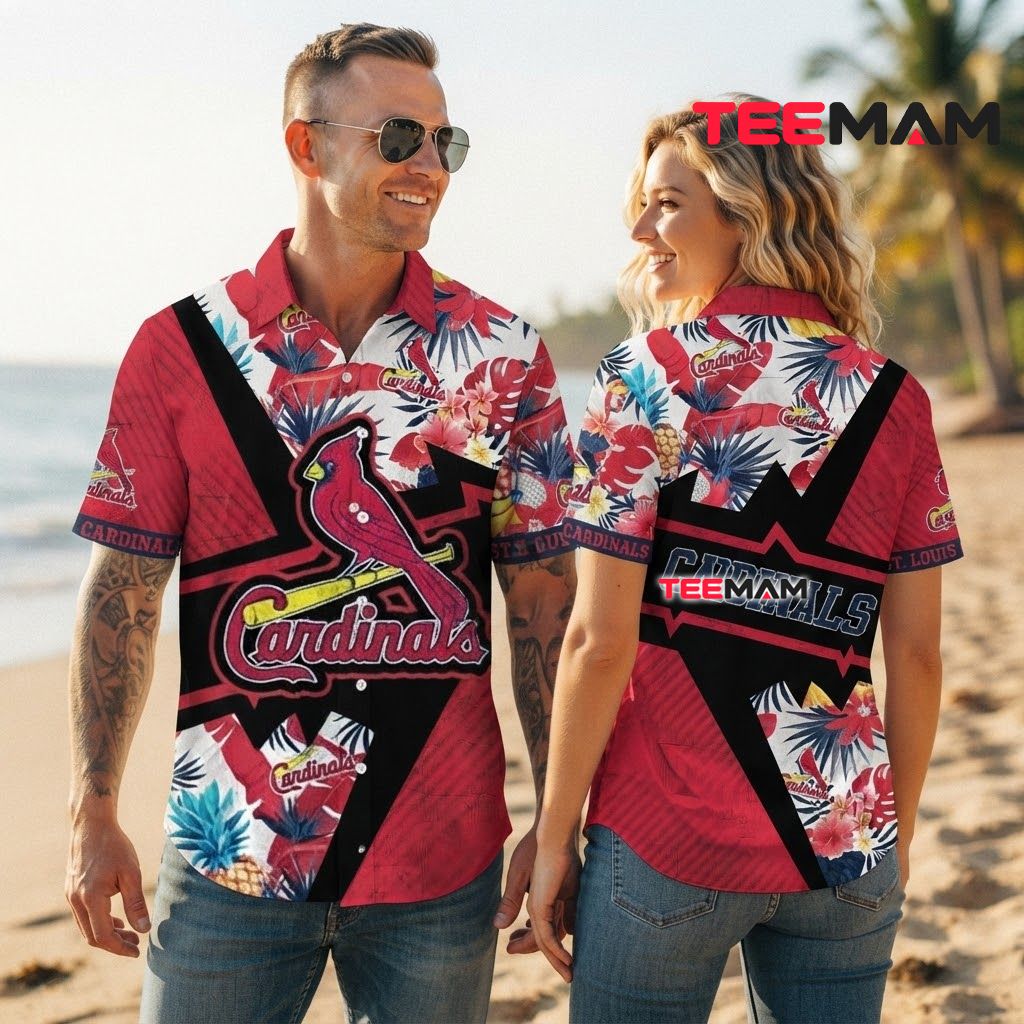 St Louis Cardinals Hawaiian Shirt Bold Colorblock Back St Louis Cardinals Hawaiian Shirt Bold Colorblock Back