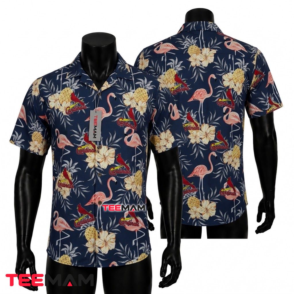 St Louis Cardinals Hawaiian Shirt Flamingo Pineapple Front