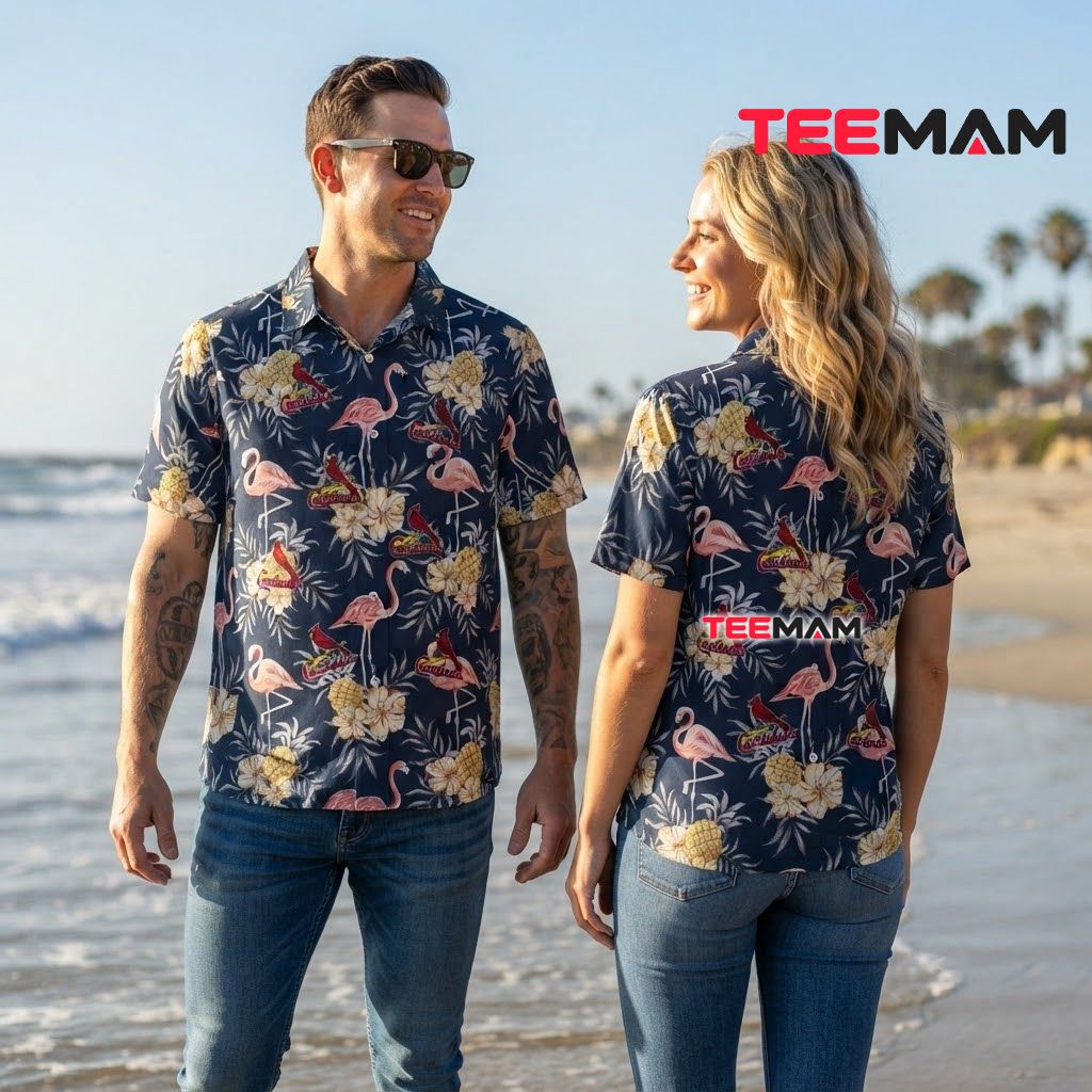 St Louis Cardinals Hawaiian Shirt Flamingo Pineapple Back St Louis Cardinals Hawaiian Shirt Flamingo Pineapple Back