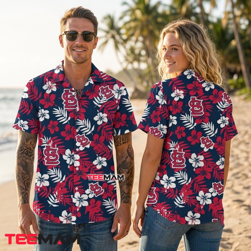 St Louis Cardinals Hawaiian Shirt Red Hibiscus Back St Louis Cardinals Hawaiian Shirt Red Hibiscus Back