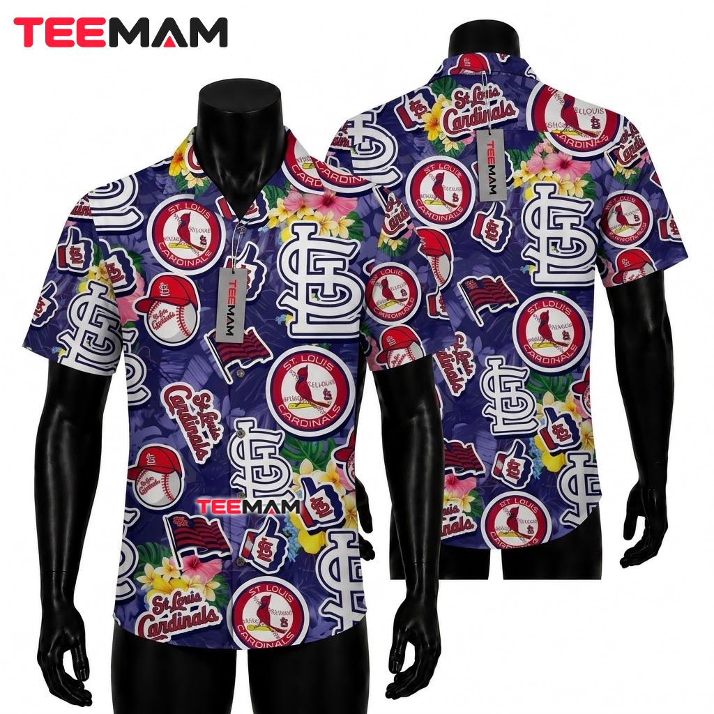 St Louis Cardinals Hawaiian Shirt Sticker Bomb Front