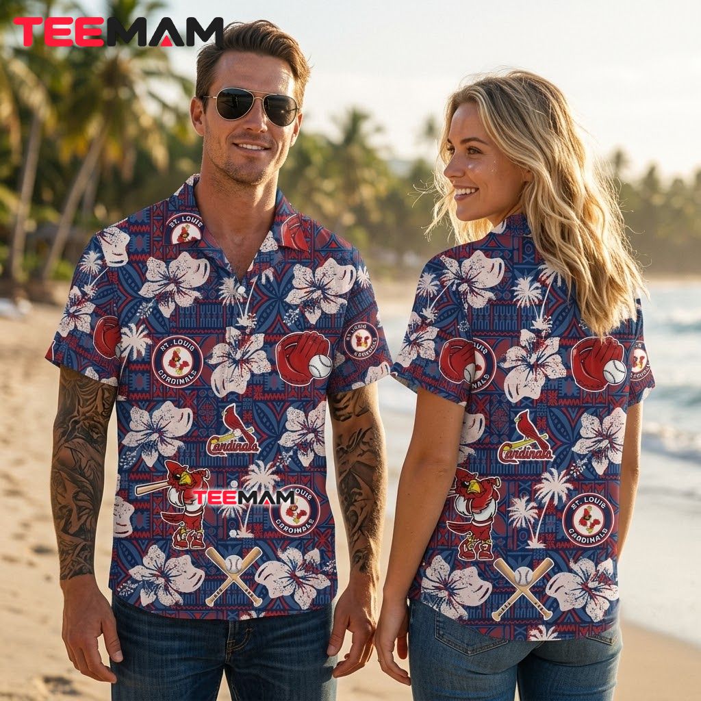 St Louis Cardinals Hawaiian Shirt Tiki Hibiscus Back St Louis Cardinals Hawaiian Shirt Tiki Hibiscus Back