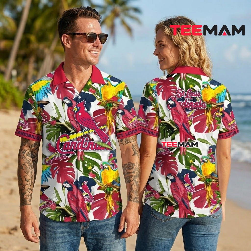 St Louis Cardinals Hawaiian Shirt Tropical Parrot Back St Louis Cardinals Hawaiian Shirt Tropical Parrot Back