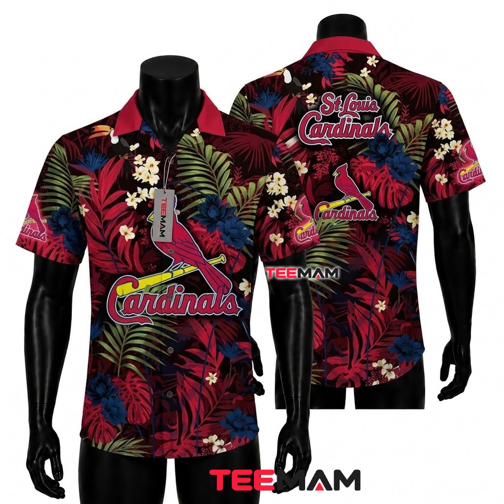 St Louis Cardinals Tropical Shirt Dark Jungle Front