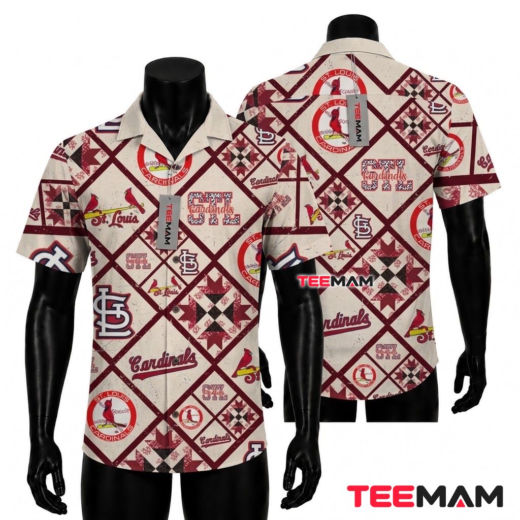 St Louis Cardinals Tropical Shirt Quilt Diamond Front