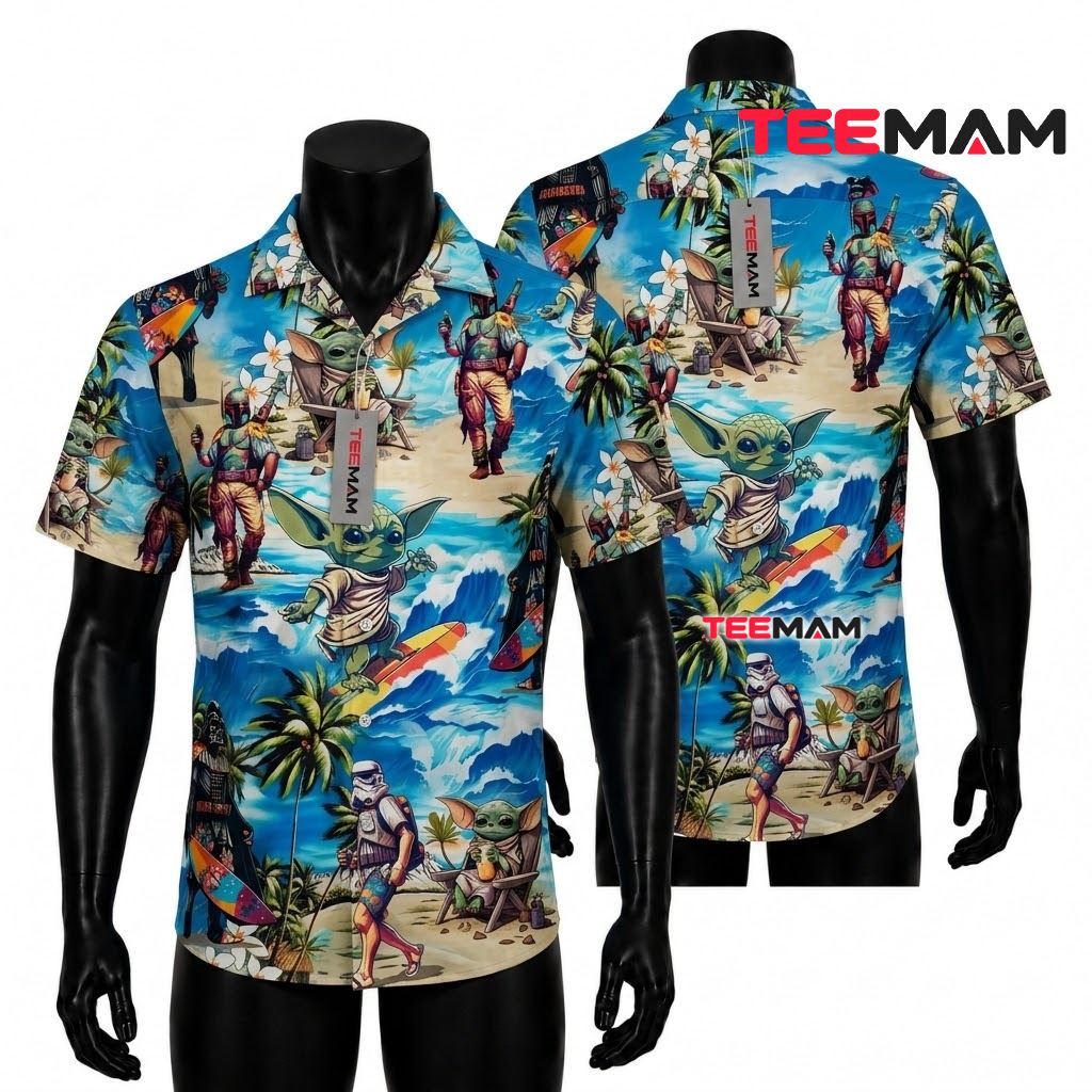 Star Wars Hawaiian Shirt Baby Yoda Beach Vacation Front