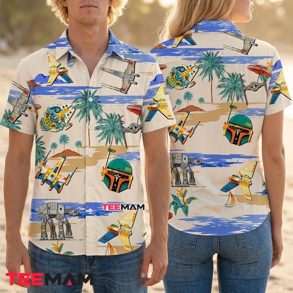 Star Wars Hawaiian Shirt Boba Fett Beach Cream Print Back Star Wars Hawaiian Shirt Boba Fett Beach Cream Print Back