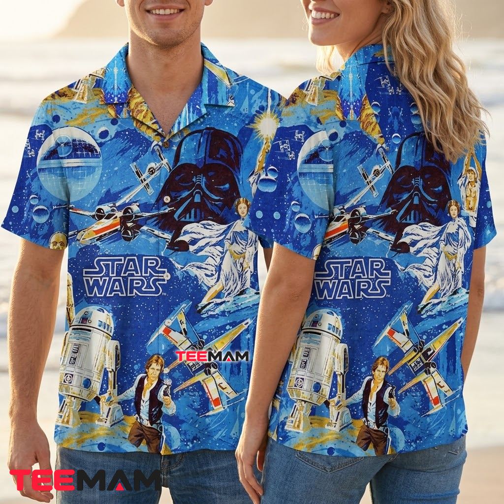Star Wars Hawaiian Shirt Darth Vader Death Star Blue Back Star Wars Hawaiian Shirt Darth Vader Death Star Blue Back