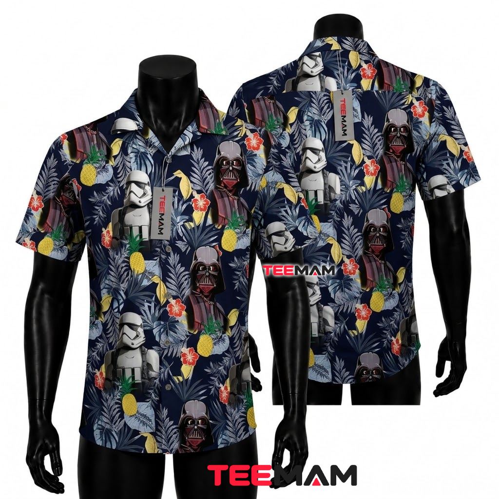 Star Wars Hawaiian Shirt Darth Vader Pineapple Navy Front
