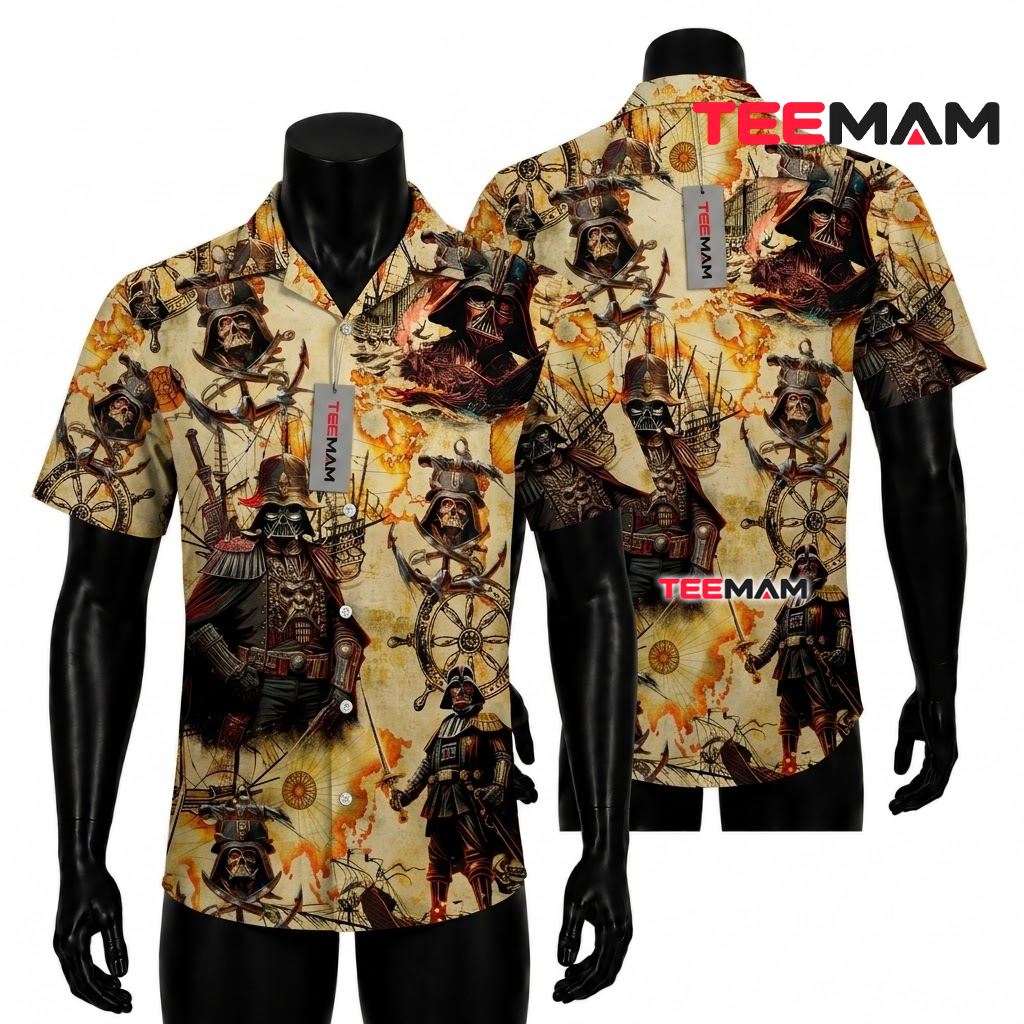 Star Wars Hawaiian Shirt Darth Vader Pirate Skull Front