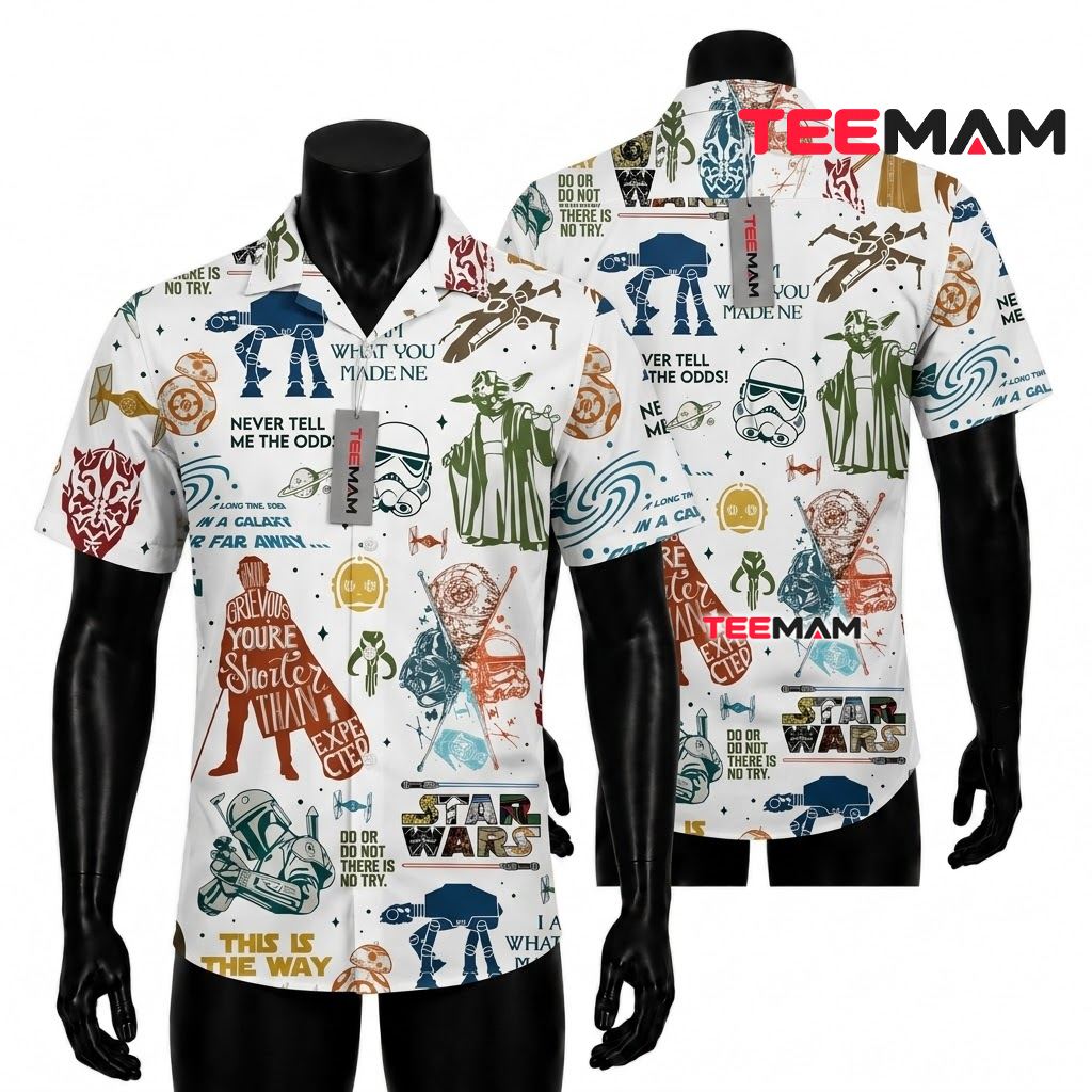 Star Wars Hawaiian Shirt Watercolor Floral Black Print