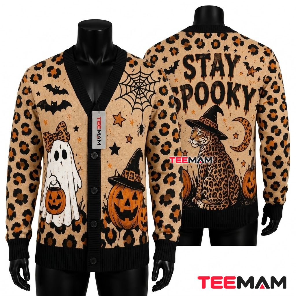 Sunset Halloween Cardigan Ghost Graveyard Pumpkin Sunset Halloween Cardigan Ghost Graveyard Pumpkin